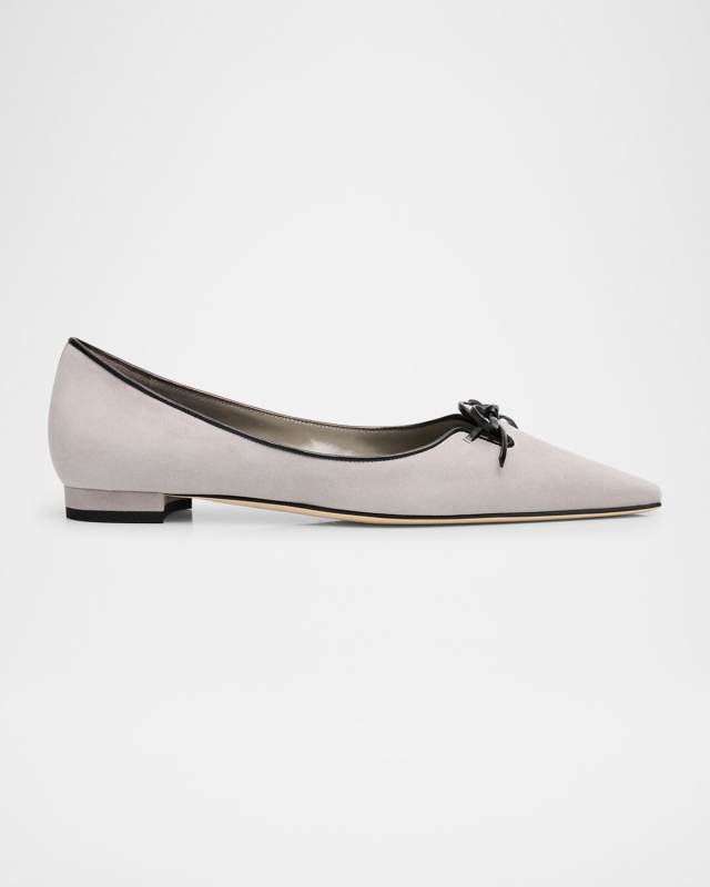 Esmaa Suede Lace-Up Ballerina Flats